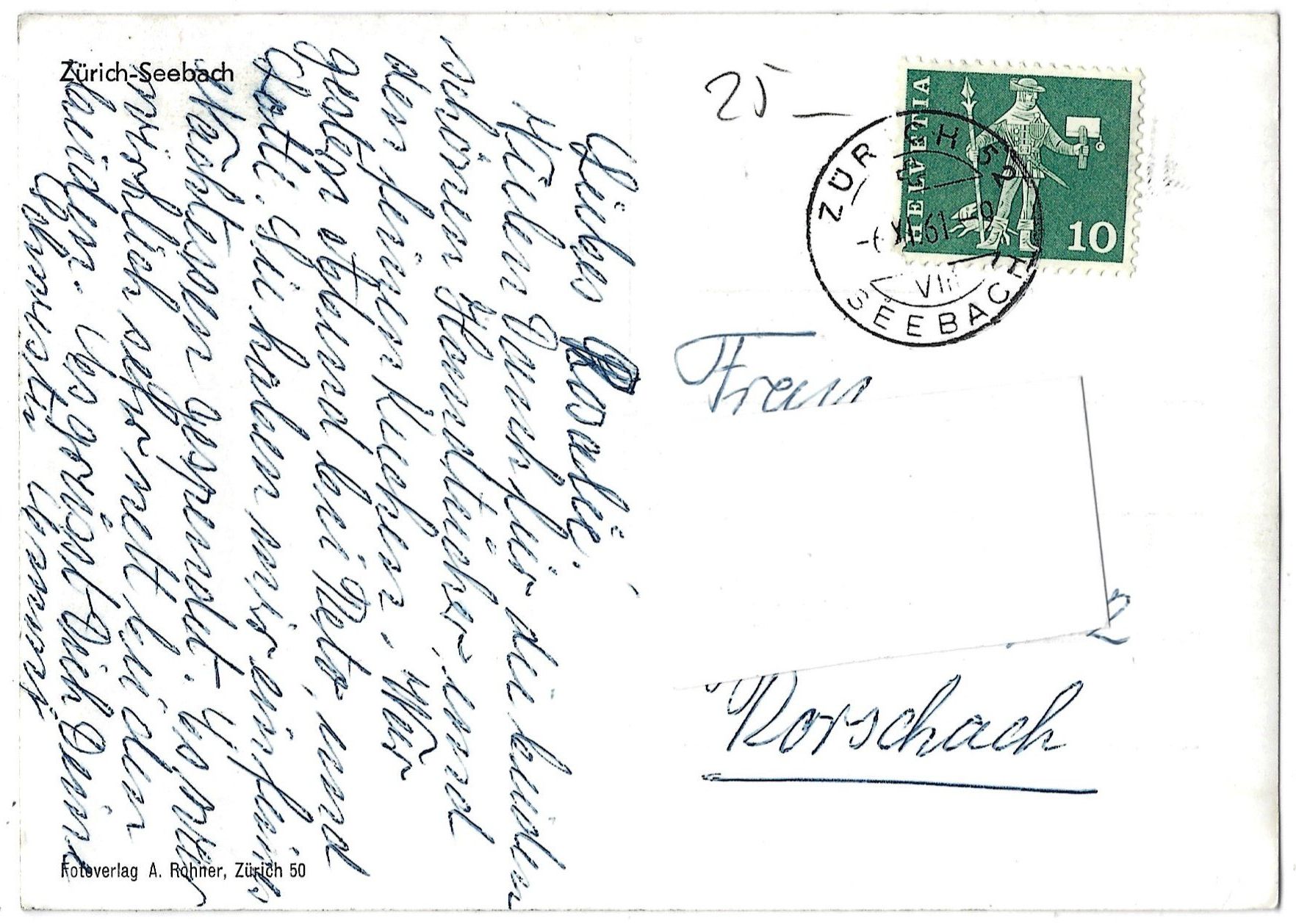 Cartoline postali: Zürich-Seebach – Usato da Bütschwil venduto da Jackson1A 1