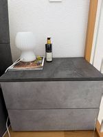 Comodino 2 cassetti grigio effetto cemento L40cm H40cm P35cm