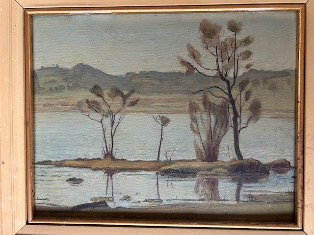Dipinti: Greifensee-Bild, "Kleine Insel", gemalt von August Aeppli – Usato da Uster venduto da uhaldimann 1