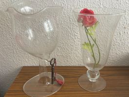 Glaskelch/Schlüssel zum Glück&Blumenvase aus Hochfertig Glas