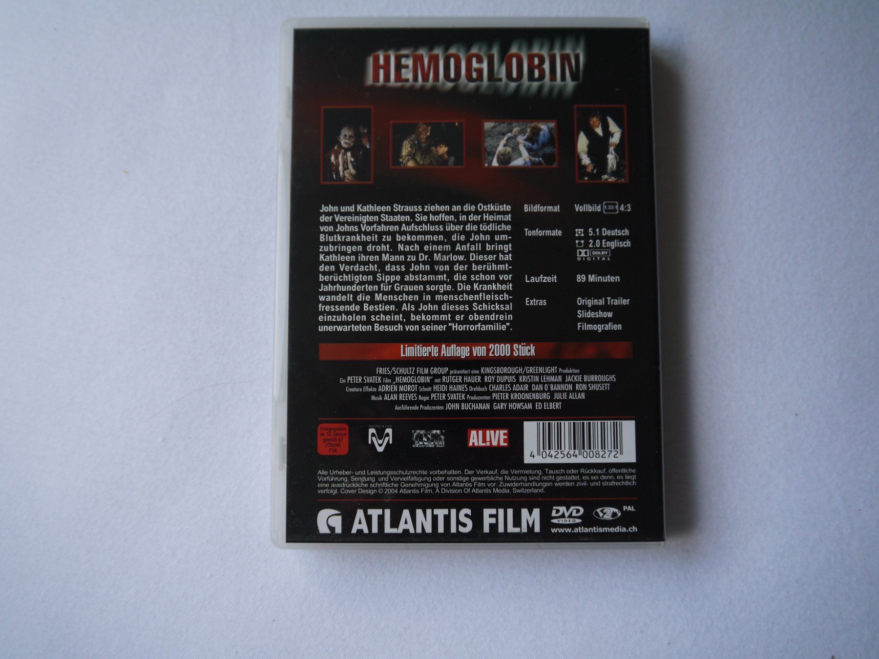 Tutti i DVDs: HEMOGLOBIN-Rutger Hauer-selten – Usato da Hagendorn venduto da Blaf 1
