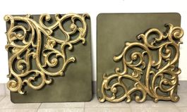 2 Deko Wandpaneelen Holz/Kunststoff No.1 Olivgrün/Gold