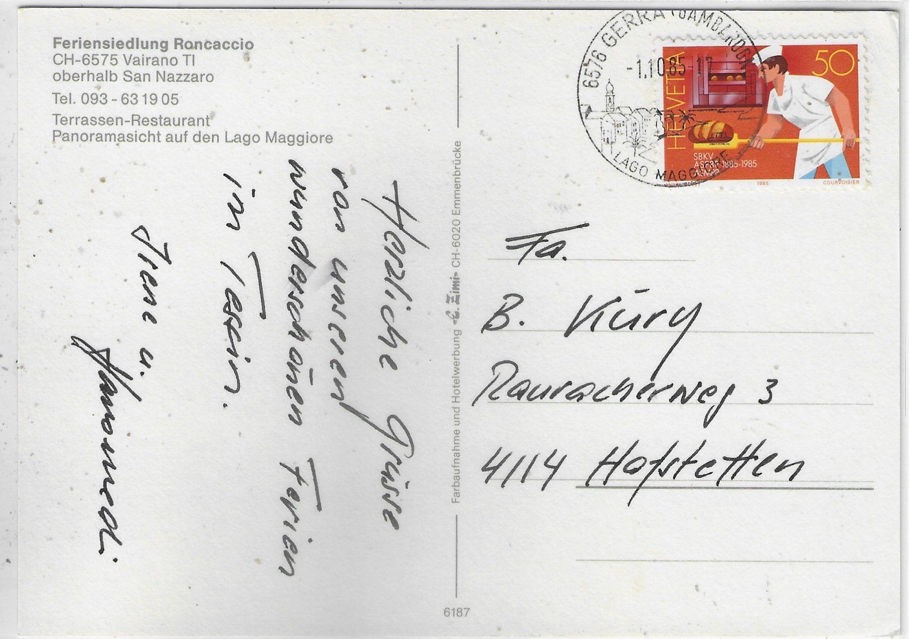 Cartoline postali: Feriensiedlung Roncaccio - Vairano TI – Usato da Ettingen venduto da Kartenplanet 1