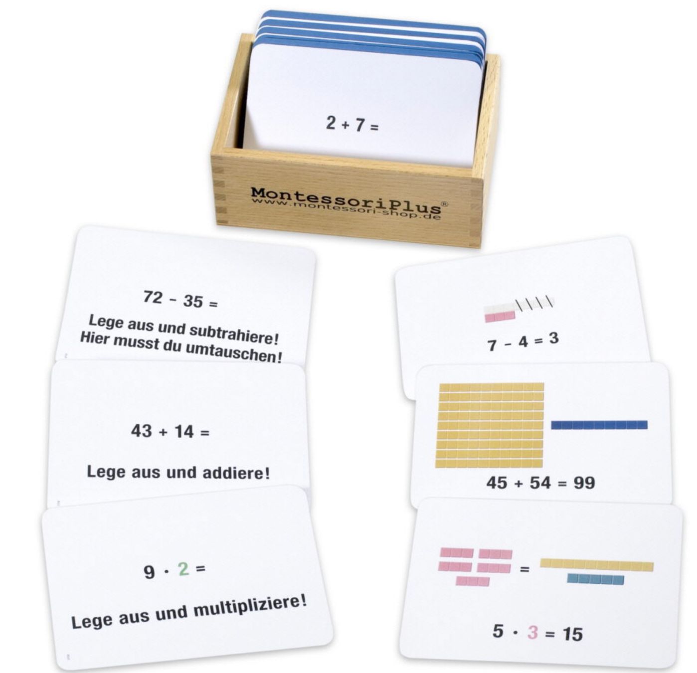 Giochi: Montessori Rechenstäbchen mit 200 Aufgabenkarten. – Usato da Zürich venduto da mikedome 4