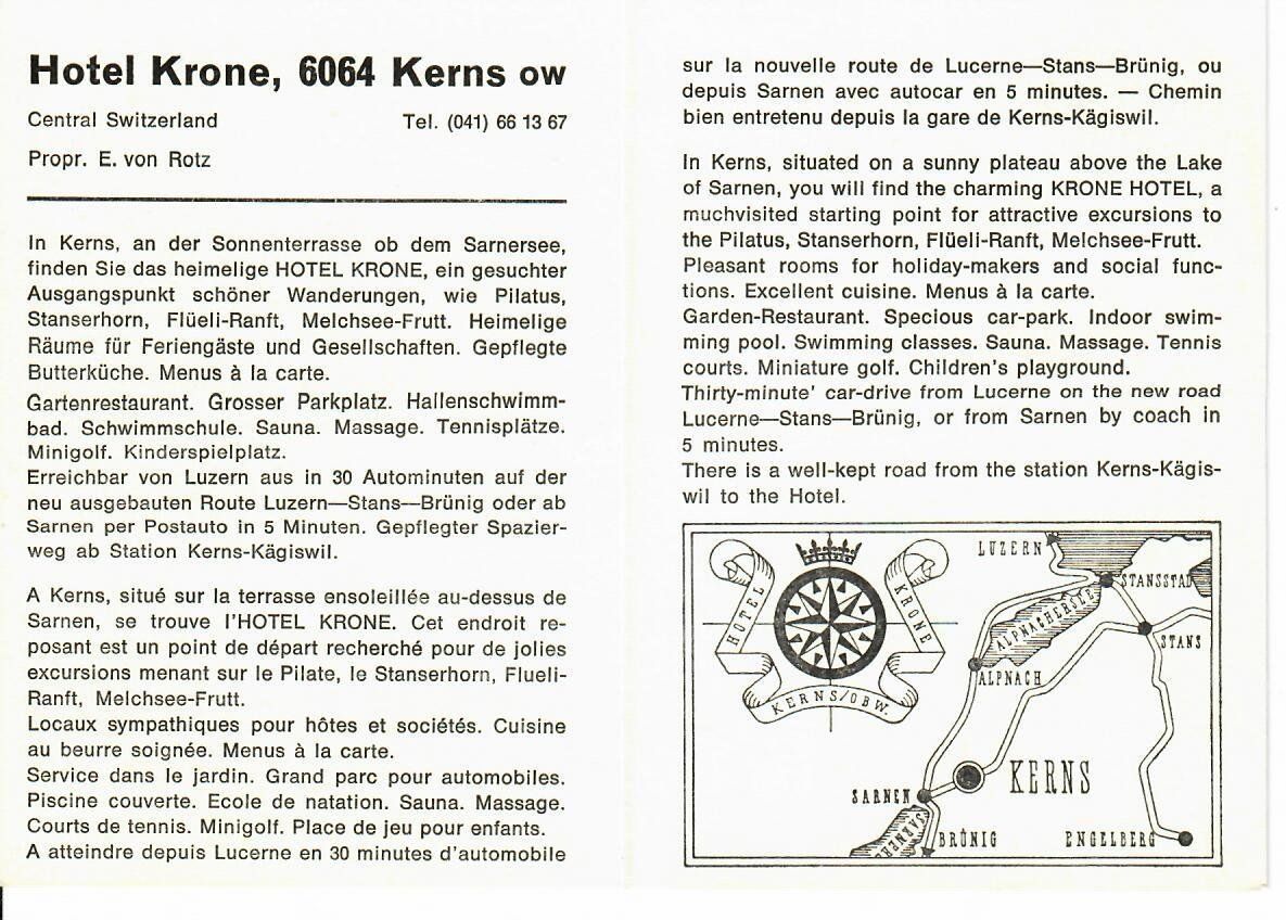 Ansichtskarten: Hotel Krone Kerns – Gebraucht aus Hochdorf von Ziegel-16 1