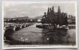 Genève, Ile J.J. Rousseau et le Mont-Blanc
