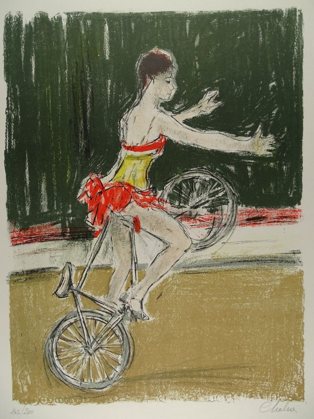 Grafica & Litografie: NATHALIE CHABRIER: KUNSTRADFAHRERIN – Usato da Grüningen venduto da Kartensammler 1
