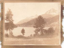 St Moritz GR – Veduta del lago e montagne 1908 foto 11 x 9