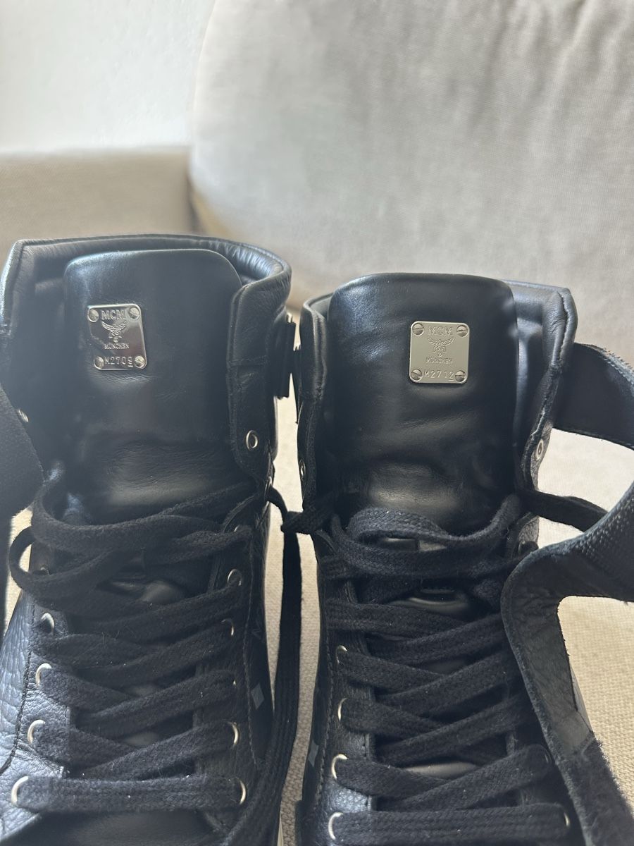 Mcm Herrenschuhe: MCM High-Top Black Leather Sneaker, Size 43, Winter Style – Gebraucht aus Muri b. Bern von nap_br62 5