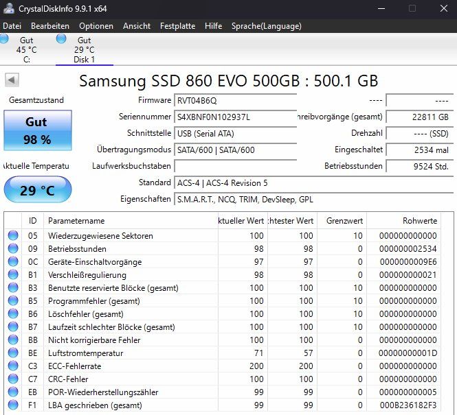 Samsung Dischi rigidi: SSD Samsung 500 GB – Usato da Willisau venduto da aronet 1