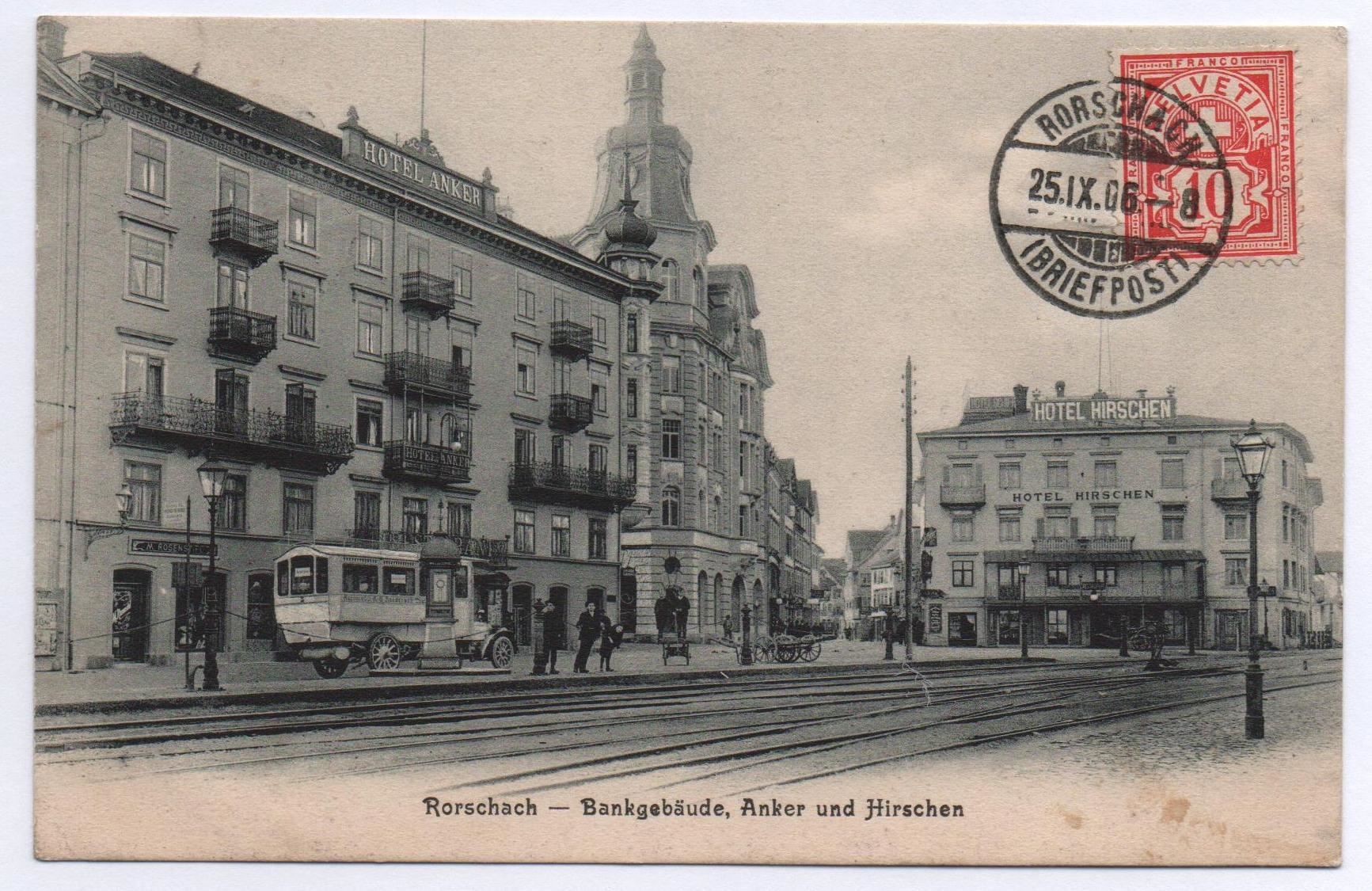 Cartes postales: RORSCHACH Bank - Anker - Hirschen - Postauto – D'occasion à Jona par philajona