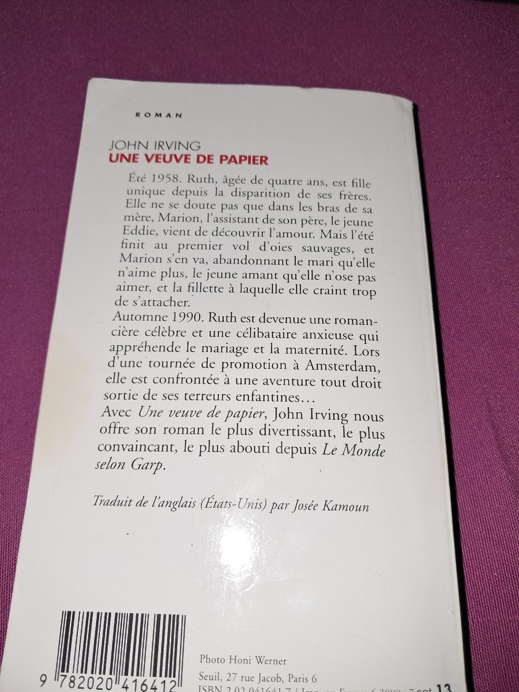 Libri: John irving une veuve de papier – Usato da Le locle venduto da juliensaran 1