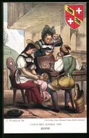 Familie in Berner Trachten, Wappen, Schw