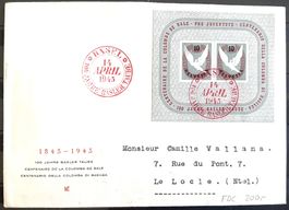 1945 FDC Basler Taube Block W23 Basel - Le Locle / Kat.200.-