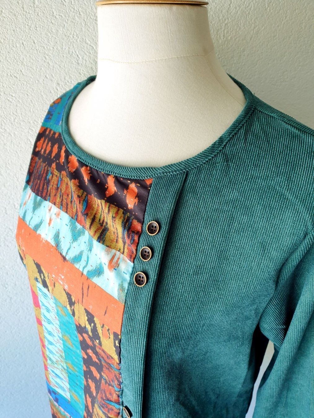 Maglioni & Felpe: PULLI PULLOVER PETROL UND BUNT M 38 VINTAGE STYLE CORDSTOFF – Nuovo (secondo la descrizione) da Elsau venduto da the-colorful-side 1