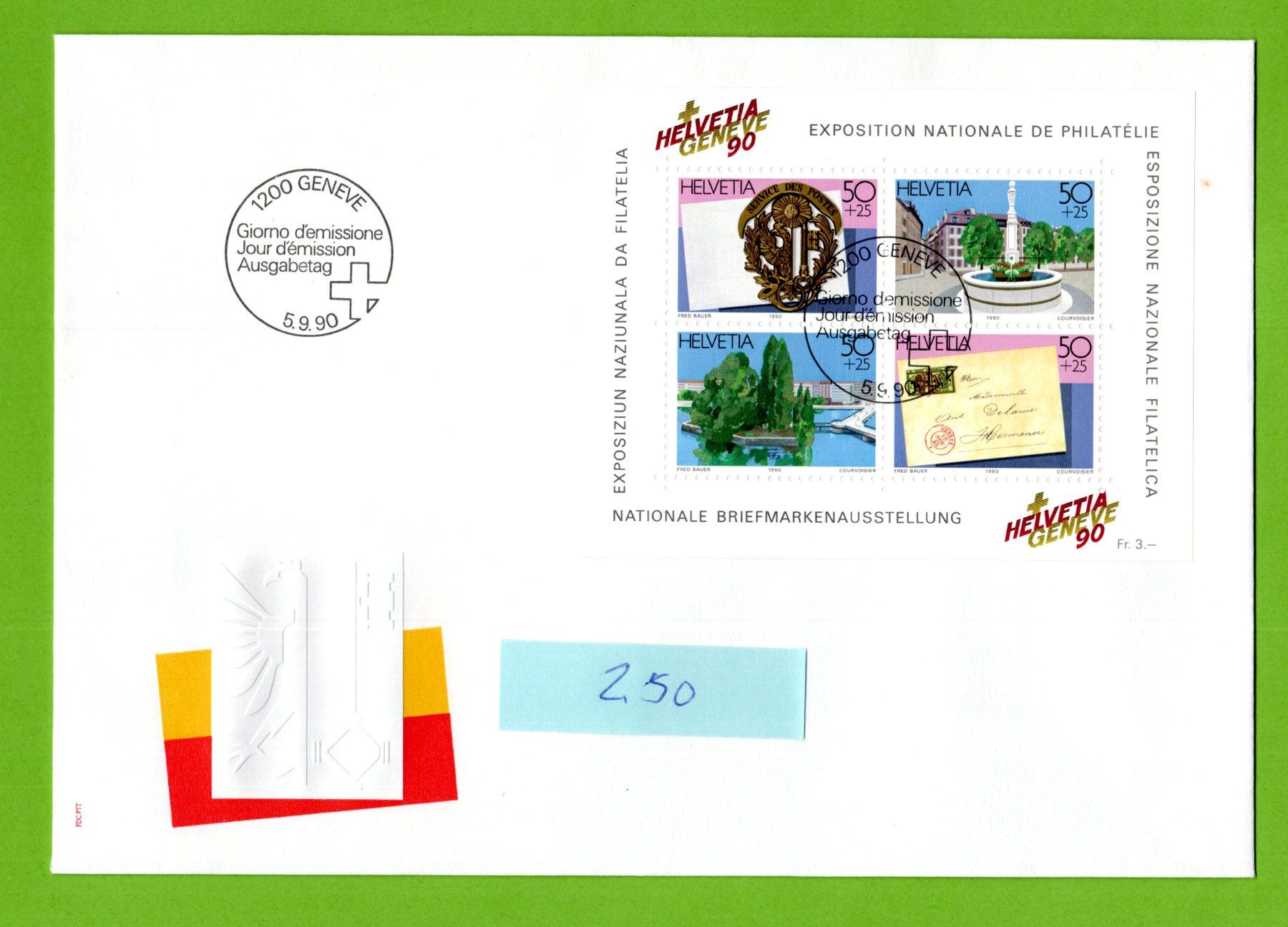 Tutti i francobolli: 1990 - 5 FDC NABA Genf Block alle blanco LP – Usato da Stein am Rhein venduto da Huehnerhund