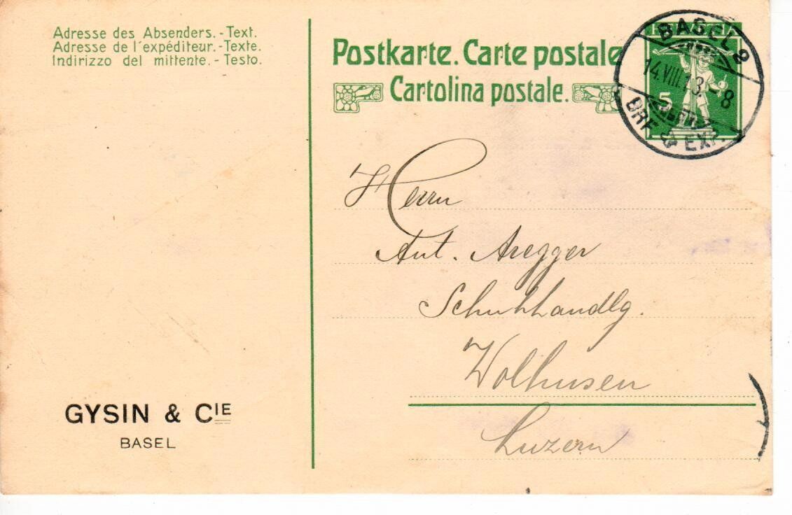 Alle Briefmarken: PK, Gysin & Cie. Basel – Gebraucht aus Wolhusen von Curver9