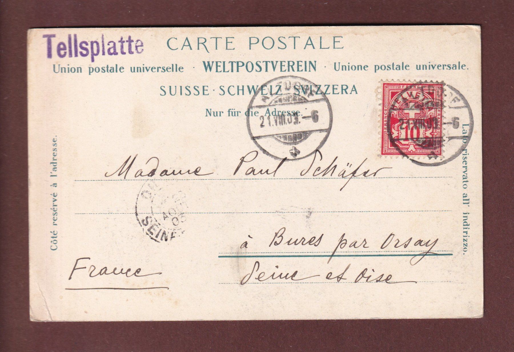 Ansichtskarten: TELLSKAPELLE - 1903 // Eckbug // – Gebraucht aus Pully von nicecards 1