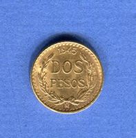 (616) Mexico 2 Pesos 1945 Top Stgl Gold