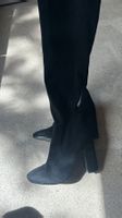 Schwarze Overknee Stiefel in Wildleder Optik, Grösse 40