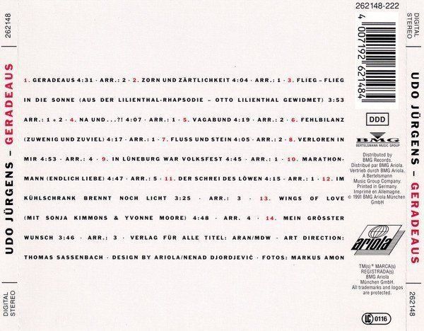 CD: Udo Jürgens - Geradeaus – Usato da Unterbch venduto da uqliv 1
