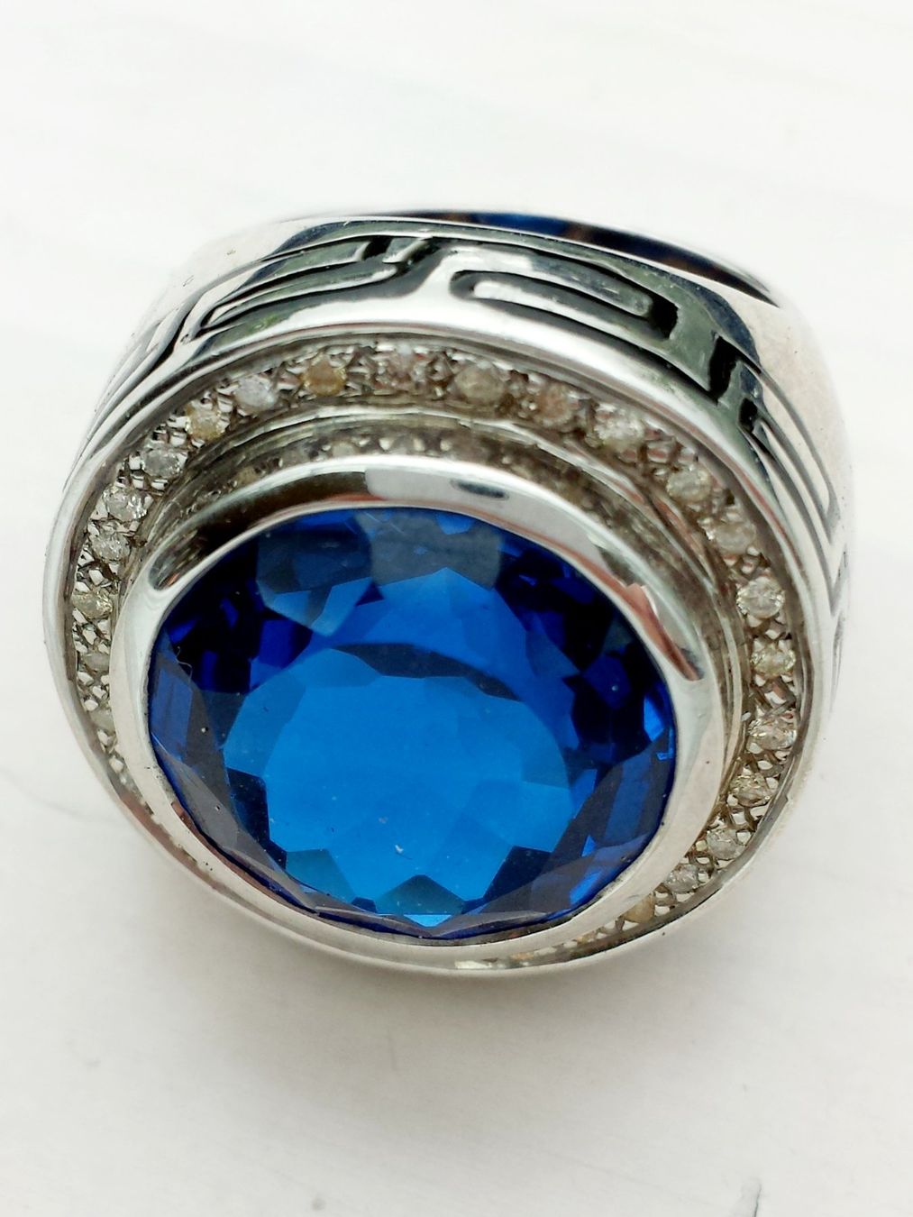 Anelli: Massiver Ring mit leuchtend blauem Stein Grösse 58 – Nuovo (secondo la descrizione) da Zürich venduto da ben_mn5h 3
