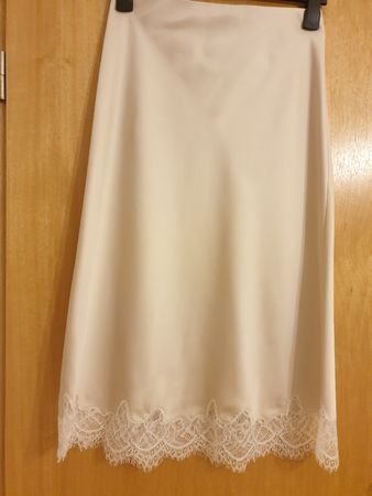 Jupe neuve satiné, crème, S, avec dentelle, 50%viscose