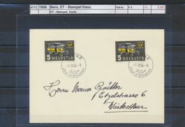1956 Bern, ET - Stempel französisch, Karte