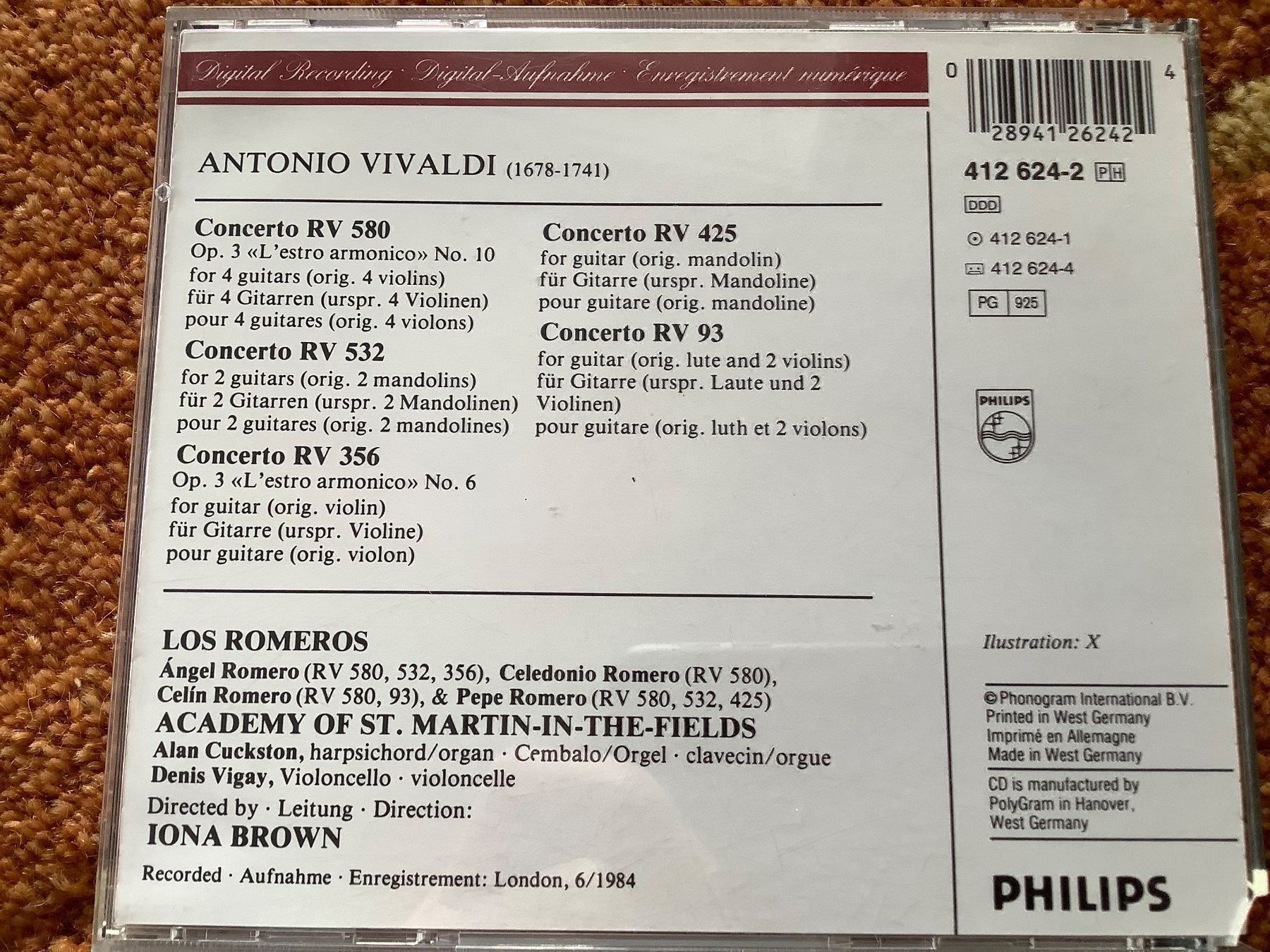 CD: LOS ROMEROS * Vivaldi – Usato da herzogenbuchsee venduto da HIFIANER 1
