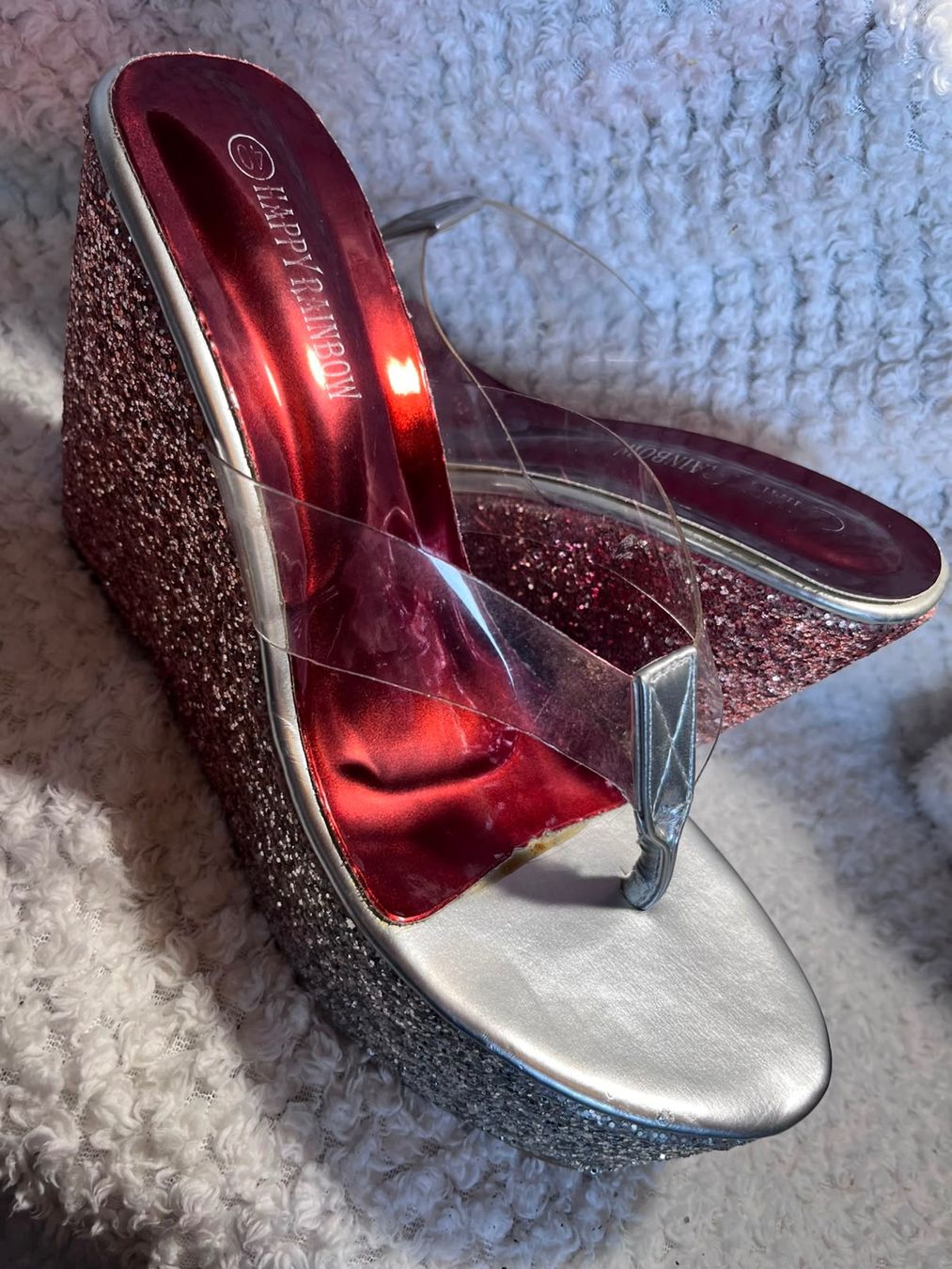Damenschuhe: Plateau Flip Flops mit Glitter – Gebraucht aus Flüelen von Raubkatze-Achilles 1