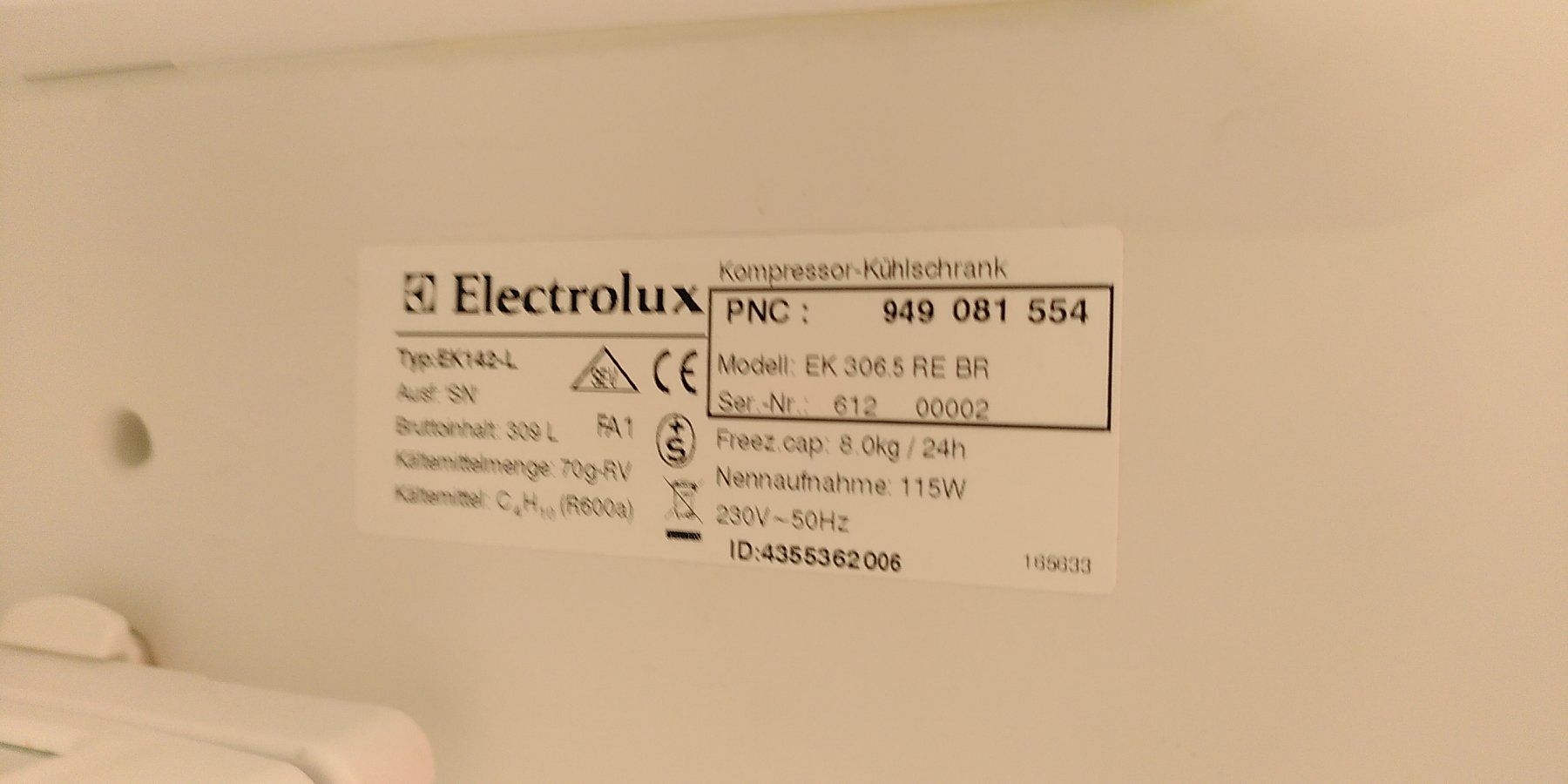 Electrolux Frigoriferi: Frigo/Congélateur Electrolux a encastrer – Usato da Nax venduto da Heinanken 1