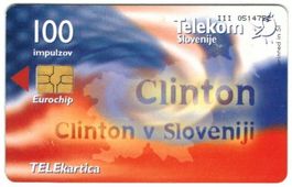 Telefonkarte Slowenien Chip-217 Bill Clinton in Slowenien