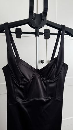 ZARA Black Satin Midi Dress Size M New With Tags