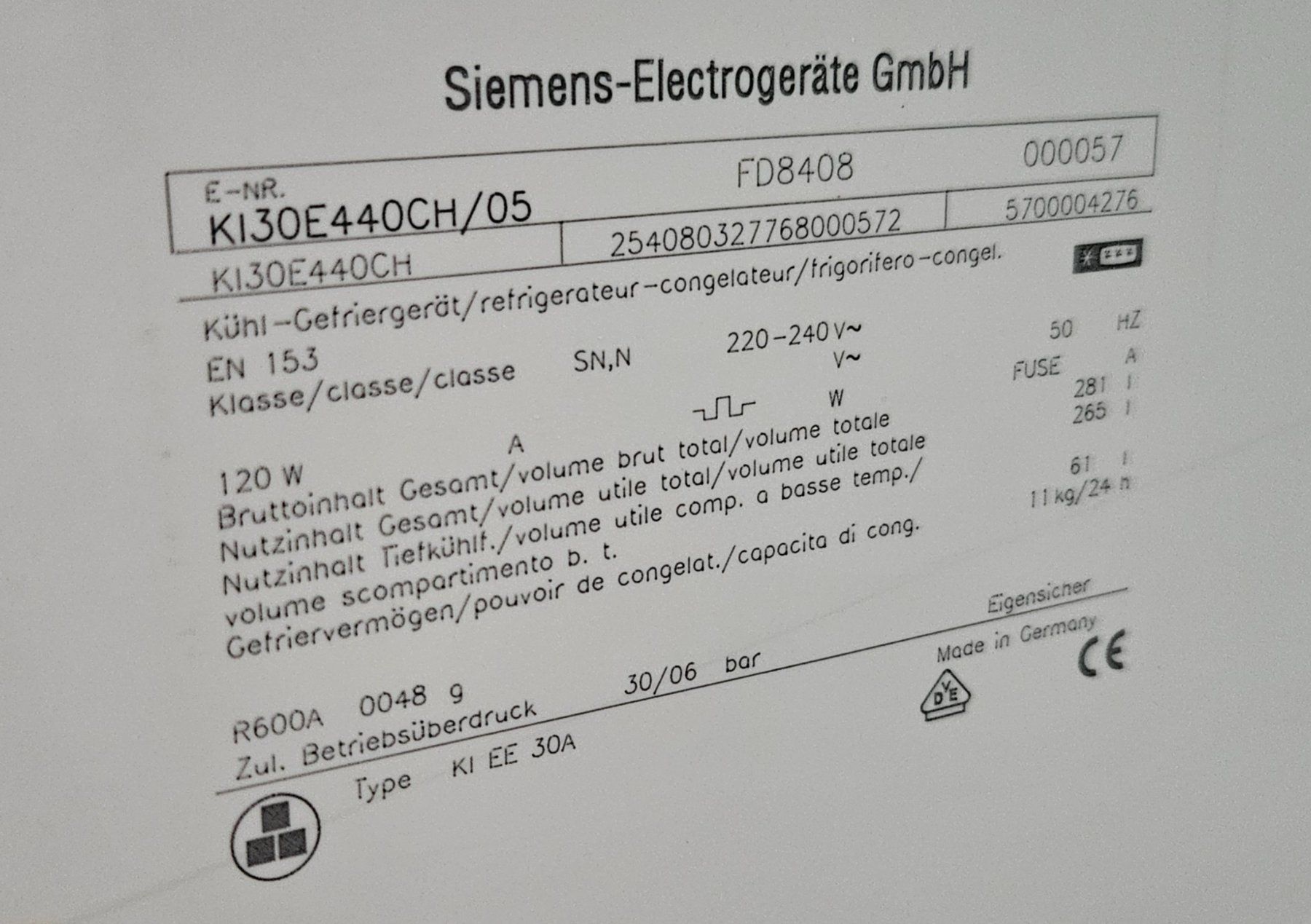 Siemens Frigoriferi: Siemens Einbau Kühl-Gefrier Kombination – Usato da Oftringen venduto da Dinu10 5