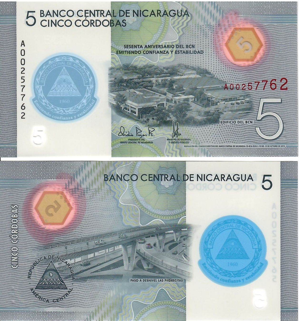 Banconote: NICARAGUA 5 CORDOBAS 2019 (UNC) POLYMERE – Nuovo (secondo la descrizione) da Sonceboz-Sombeval venduto da Simuncons