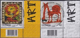 2007, Nr.1233+1234 "Art brut" mit ET-Voll-Stempel + ECKTABS