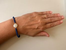 Cordel-Armband blau Silber 925 Zirkonia