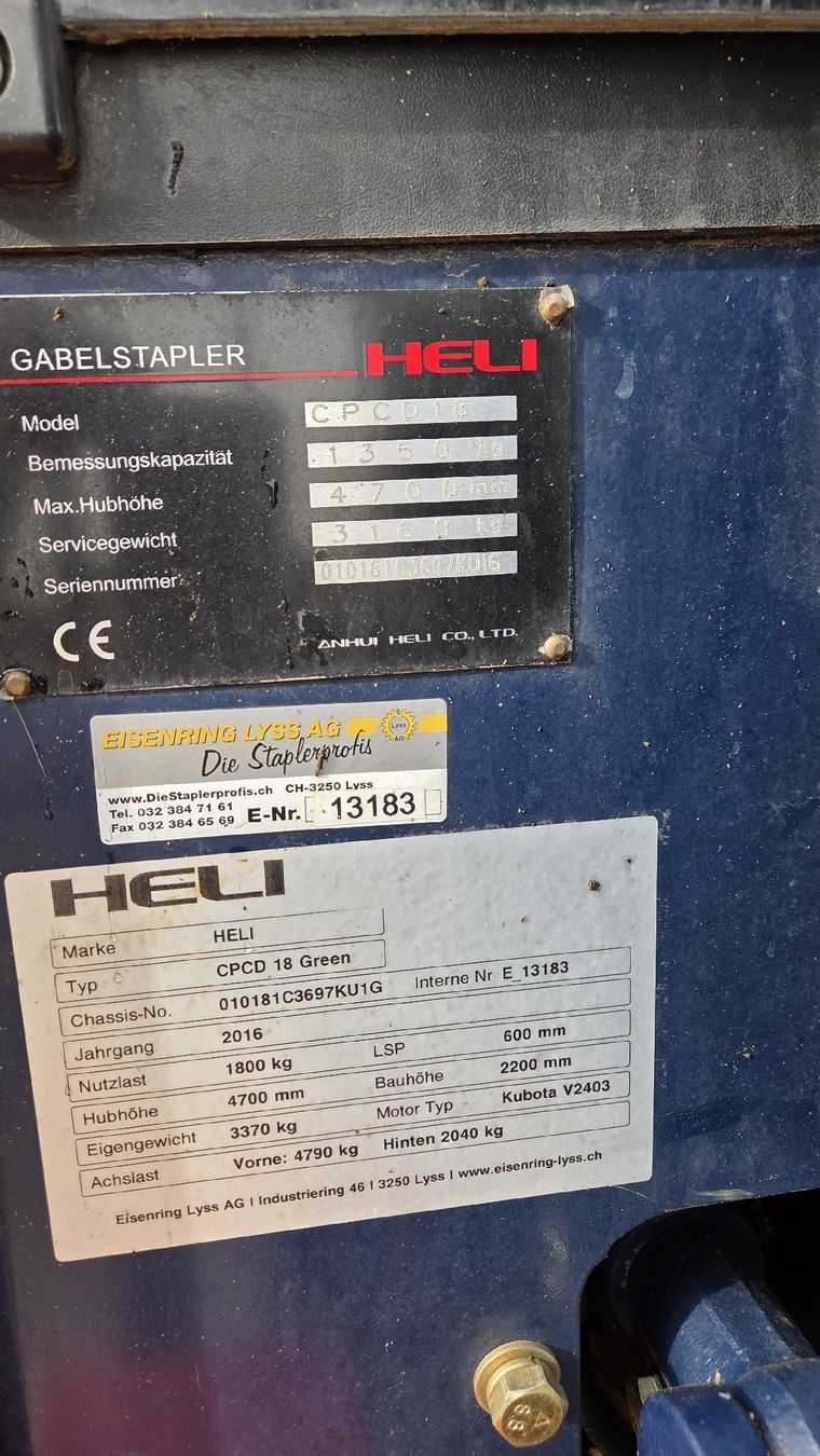 Gabelstapler & Hubwagen: Heli CPCD18 – Gebraucht aus Kirchlindach von Rainer_Zufall_3 1