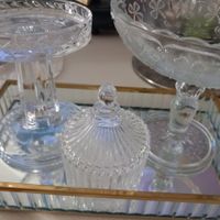 4er set: Tafelaufsatz & Kerzenständer, Glasdose Spiegelpl.
