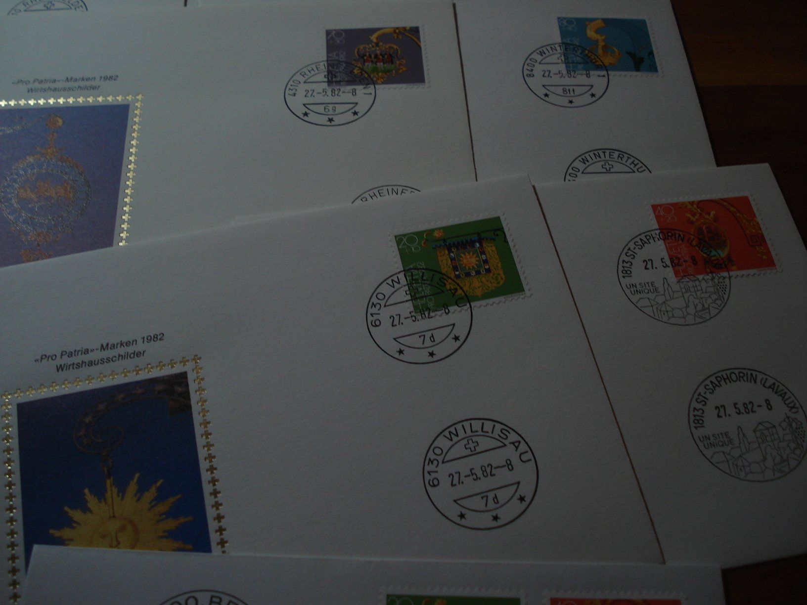 Alle Briefmarken: Pro Patria 1982, FDC Satz, Einzel + 4erblock, 9 Belege, – Gebraucht aus Niederwil AG von morostahu 1