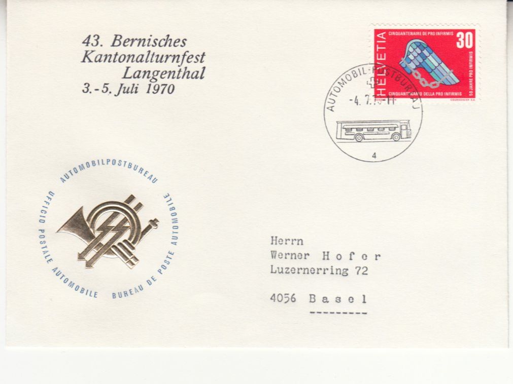 Alle Briefmarken: Sonderstempel A. 1185 Turnfest Langenthal – Gebraucht aus Bürglen TG von StampGraf