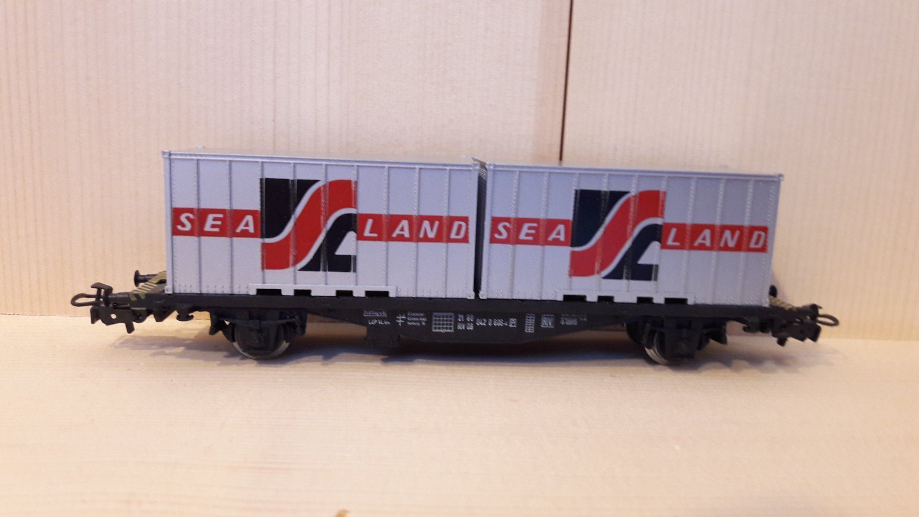 Märklin Modellini di ferrovie: Märklin HO AC : DB wagon porte-container "Sea Land" – Usato da Buttes venduto da Cafe2005 4