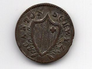 Tutti le monete: (1502) Schwyz, 2 Rappen 1845, stgl – Usato da Rüthi (Rheintal) venduto da erdnuessli1