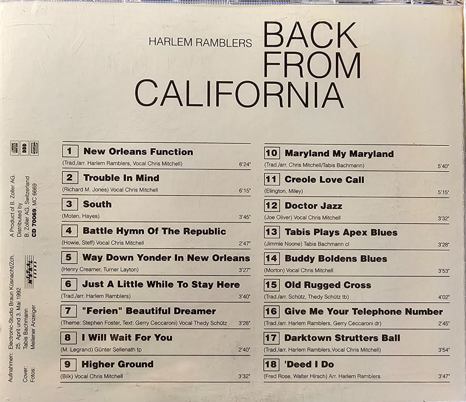 CD: Harlem Ramblers - Back from California – Usato da Wahlen b. Laufen venduto da Cg10 1