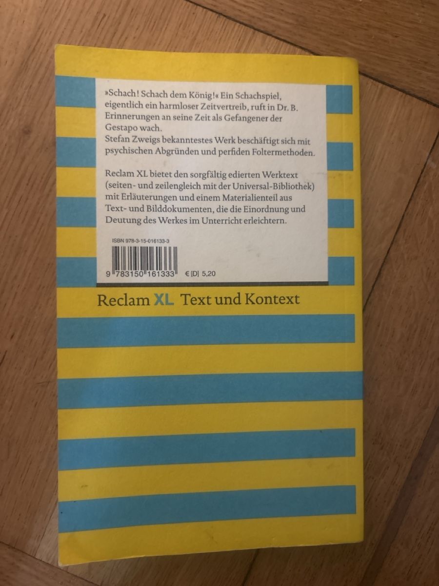 Bücher: Schachnouvelle - Stefanzweig – Gebraucht aus Zürich von lalalivia 1
