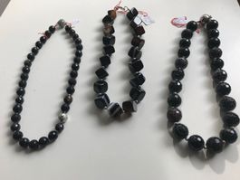 Kette, schwarzer Achat, Cracket,