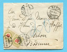 Brief von Bern nach Arbon mit Nachportomarke 1910