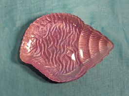 Schale, Seifenschale, Muschel, lila schillernd, Glas