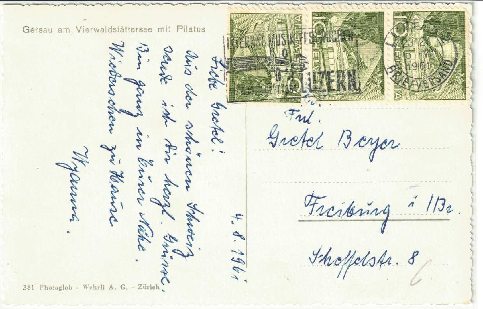 Cartoline postali: Gersau - Generalansicht mit Hafen – Usato da Ettingen venduto da Kartenplanet 1