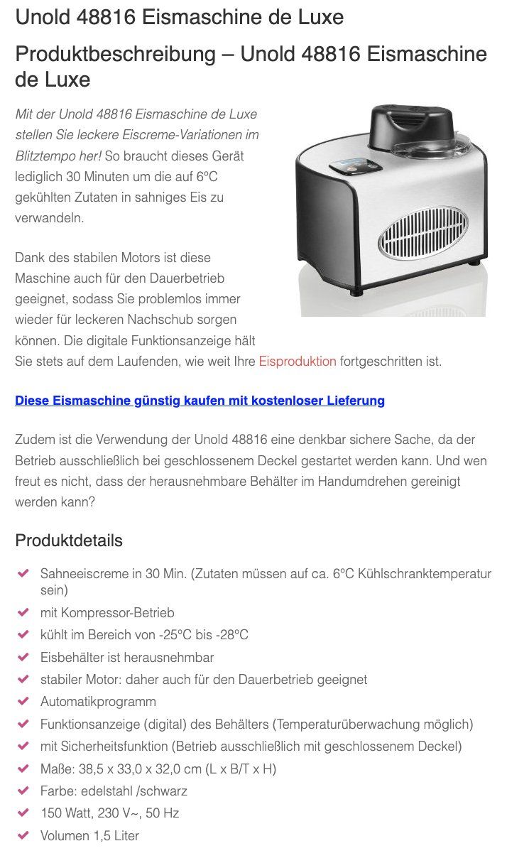 Appareils de cuisine: Glacé Maschine von Unold mit Rezeptbuch – D'occasion à Zug par Tugiumerin 2